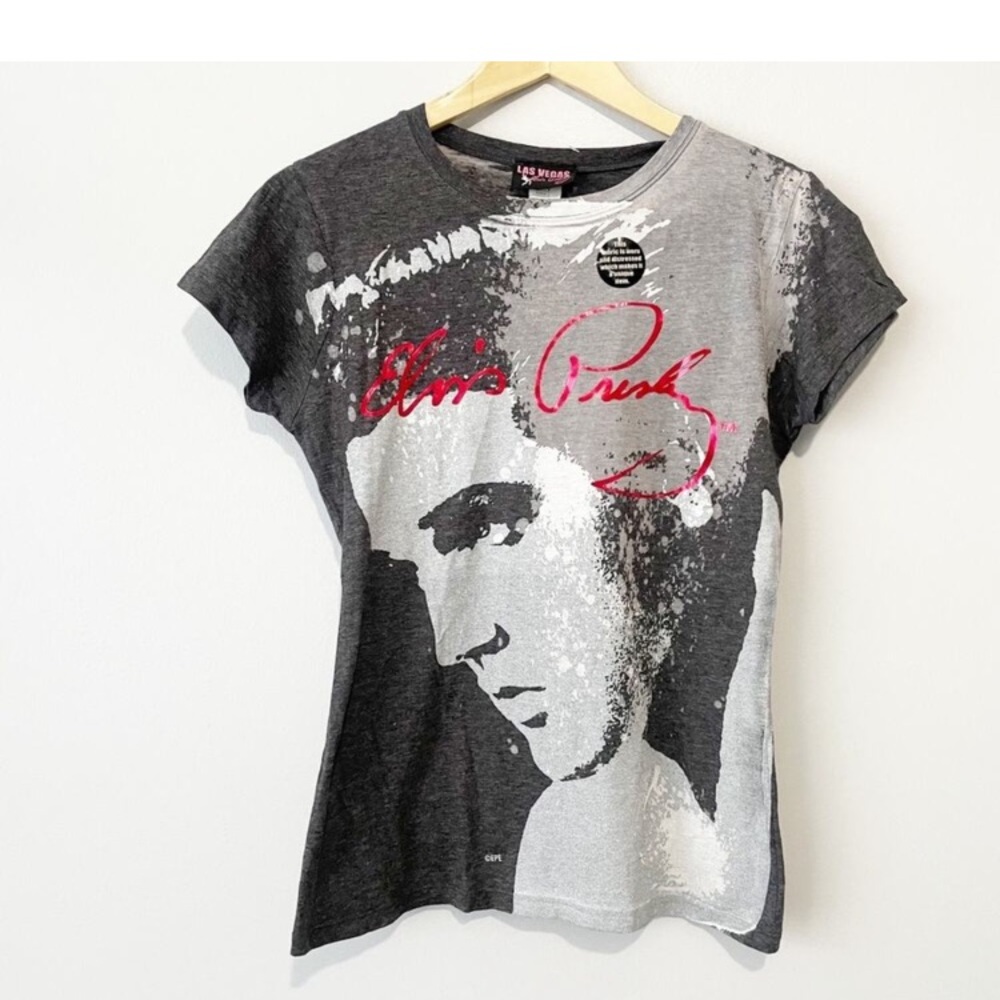 NWOT New distressed Elvis Presley Las Vegas tee shirt Sz XL